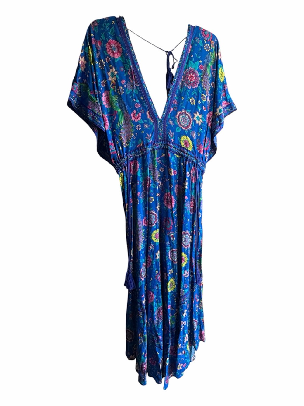 Floral V-Neck Maxi Dress in Blue